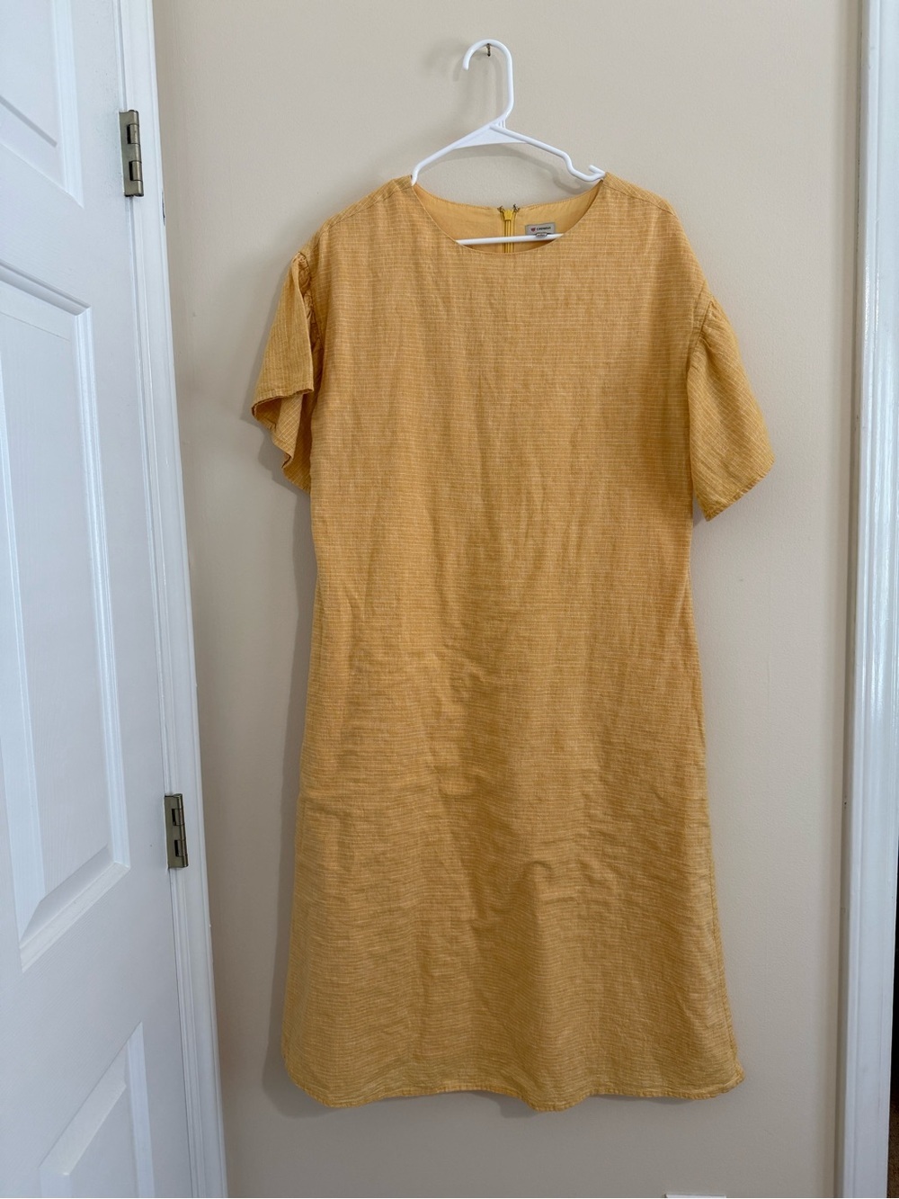Daniel Cremieux Yellow Midi Shift Dress Women’s 4 55% Linen 45% Cotton Blend